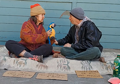 Florida - a homeless couple on a street in New York City