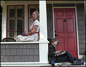 still of Aunt Velma on her porch